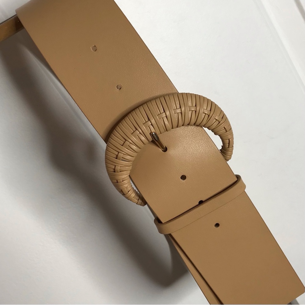 Lafayette 148 New York Tan Woven Napa Leather Belt Size Medium
